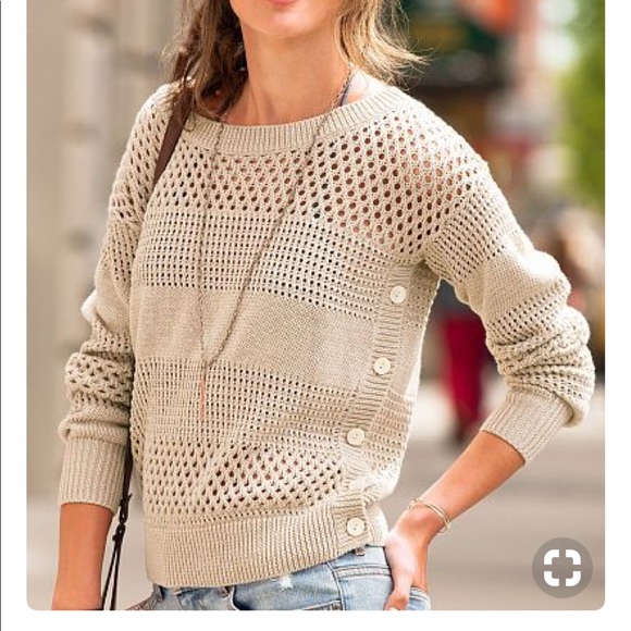 Victoria's Secret Sweaters - VS, tan, side button sweater!